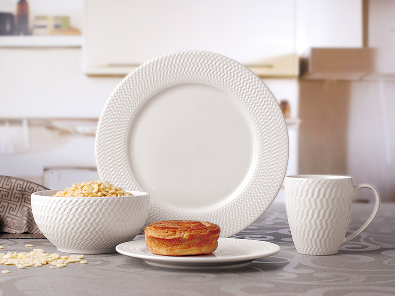 embossed ceramic dinnerware